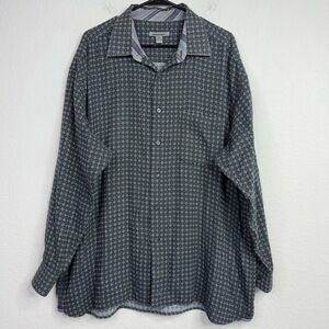 Johnston Murphy Shirt Mens XXL Blue Geometric Long Sleeve Button Office‎ Career